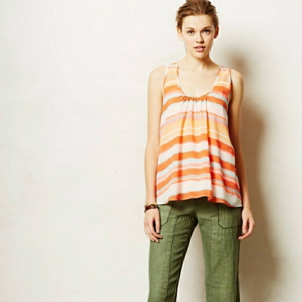 Anthropologie Meadow Rue Top Tank Orange XS Striped Women's Merlon